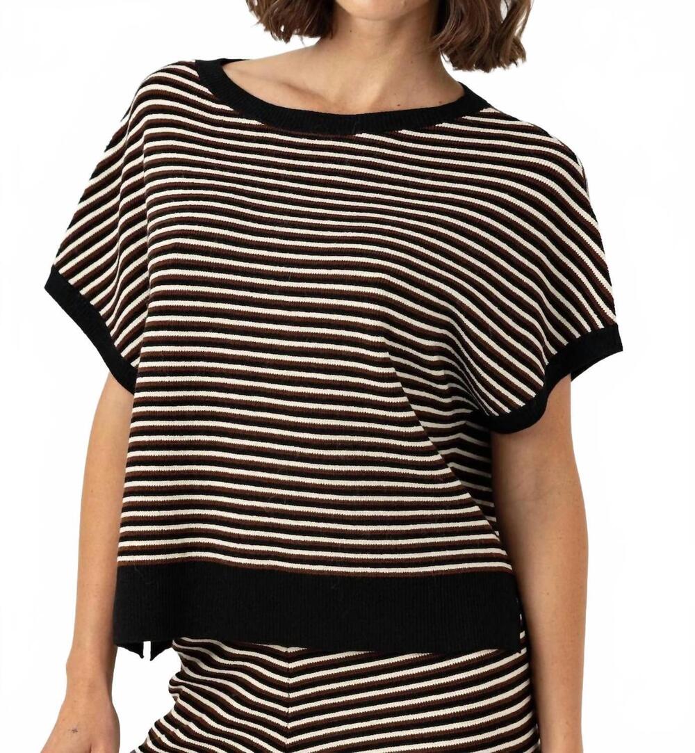 NEW SUNDAYS jensen sweater in umber sweater stripe